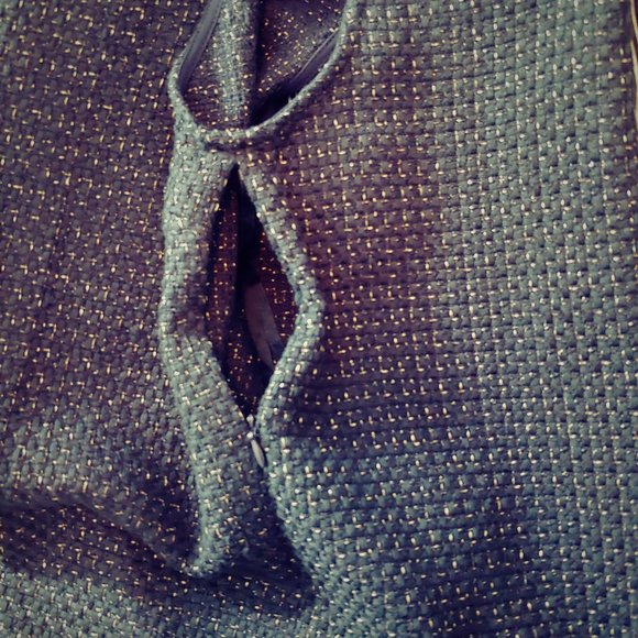 LOST APRIL ANTHRO Navy Metallic Tweed Fringe Dress - Picture 7 of 8